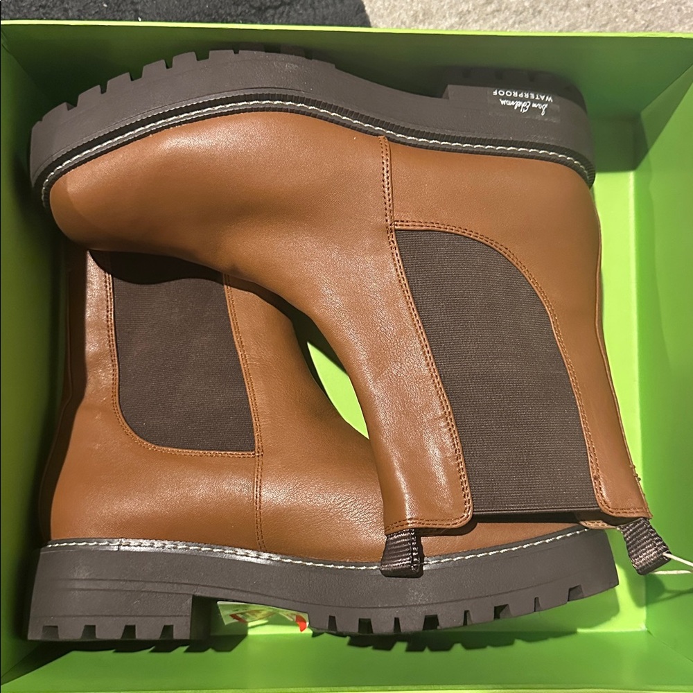 Sam Edelman Laguna Tawny Brown Leather Chelsea Boots Size 11. Waterproof